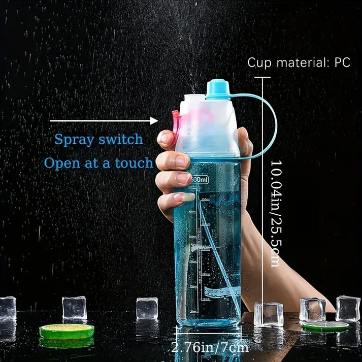2 in 1 Drink and Mist Water Bottle, Sports Spray Water Bottle Straw Outdoor Bicycle for gym
