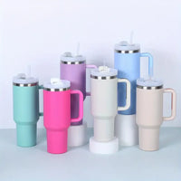 40oz Stainless Steel Tumbler with Handle Lid Straw