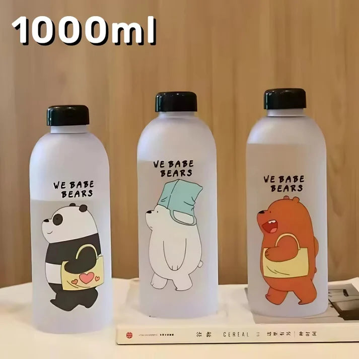 1000ml Cute Panda Transparent Plastic Bottle Leakproof