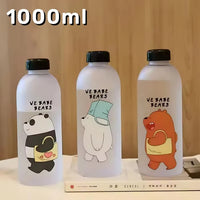 1000ml Cute Panda Transparent Plastic Bottle Leakproof