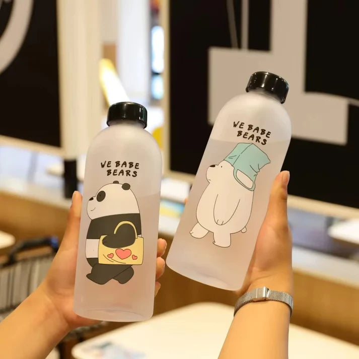 1000ml Cute Panda Transparent Plastic Bottle Leakproof