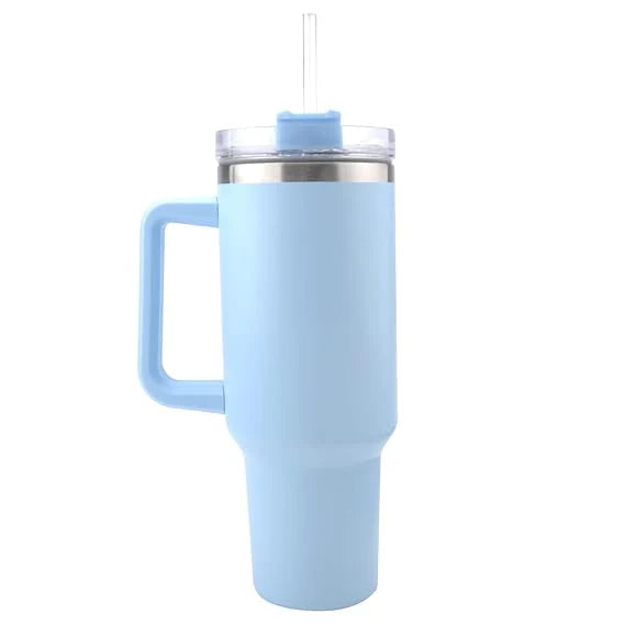 40oz Stainless Steel Tumbler with Handle Lid Straw