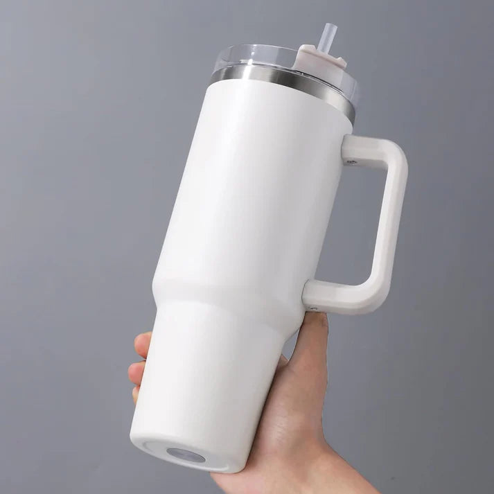 40oz Stainless Steel Tumbler with Handle Lid Straw