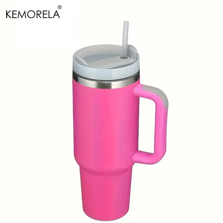 40oz Stainless Steel Tumbler with Handle Lid Straw