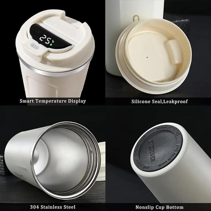 510ml Stainless Steel LED Smart Temperature Display, Coffee Insulation Cup with Spill Proof Lid
