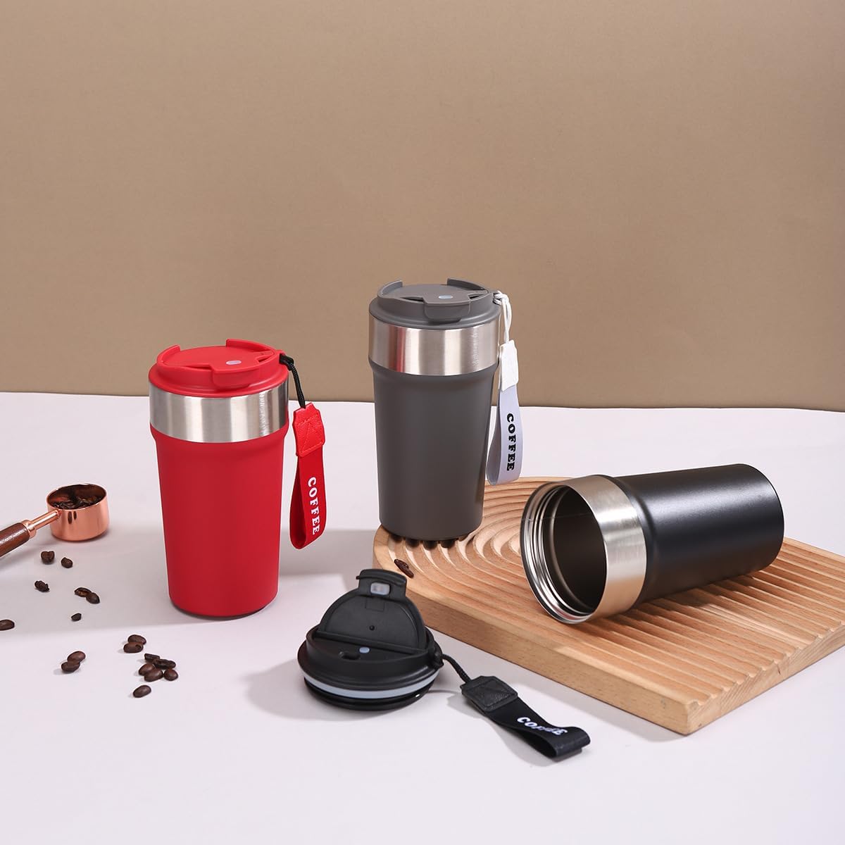 400ml Premium Stainless Steel Travel Coffee Mug with Leak-Proof Lid, Double Wall Insulated Tumbler for Hot & Cold Drinks