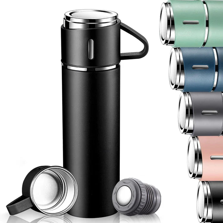 3 Cup Double-Layer Stainless Steel Vacuum Flask Set