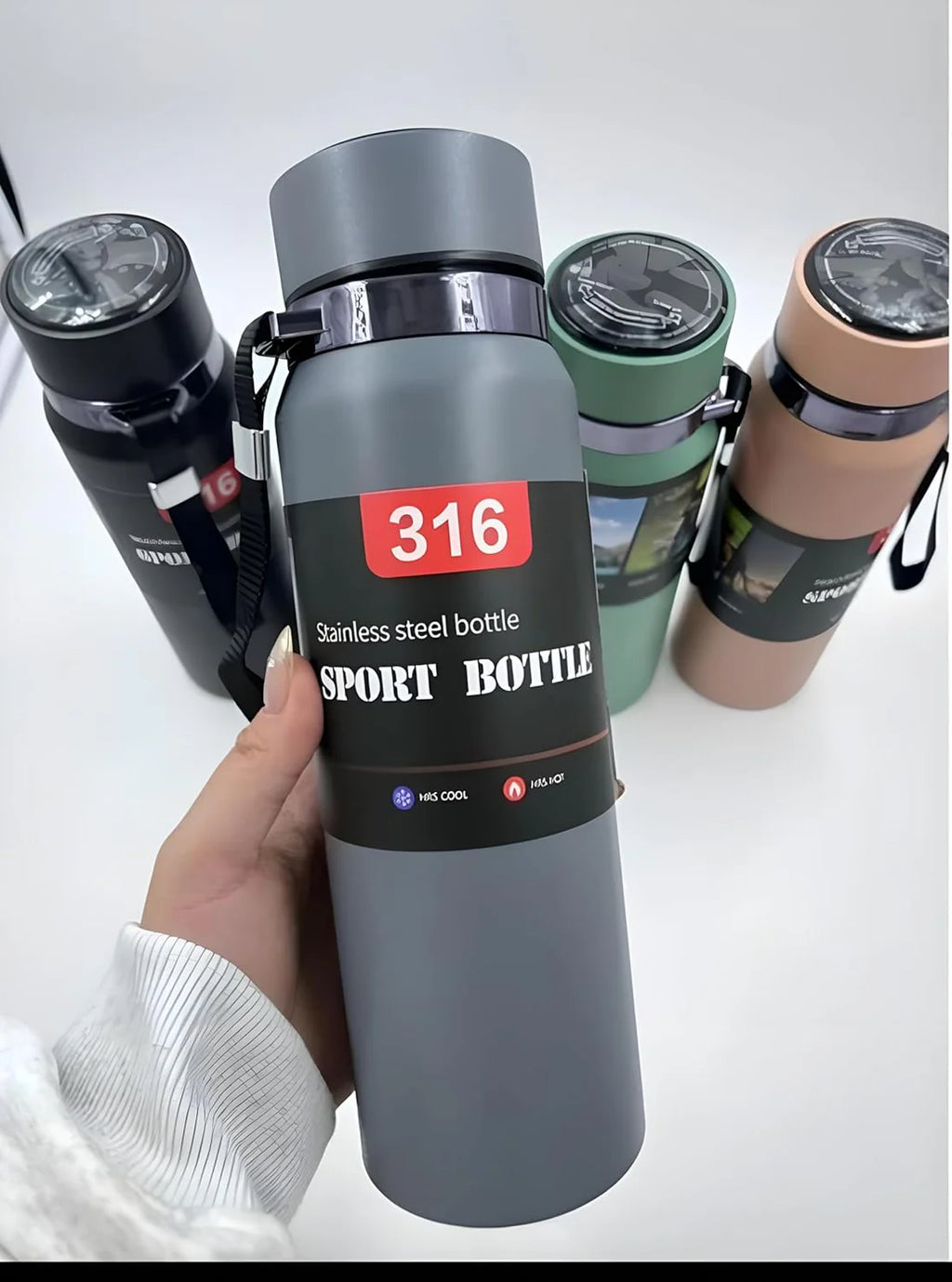 Temperature Display Stainless Steel 800ML Water Bottle - Hot & Cool