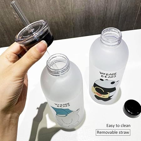 1000ml Cute Panda Transparent Plastic Bottle Leakproof