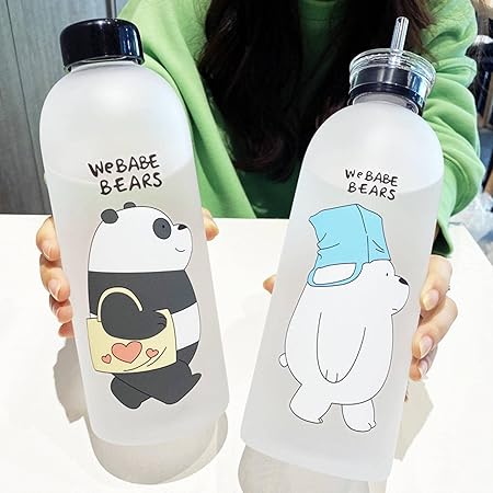 1000ml Cute Panda Transparent Plastic Bottle Leakproof