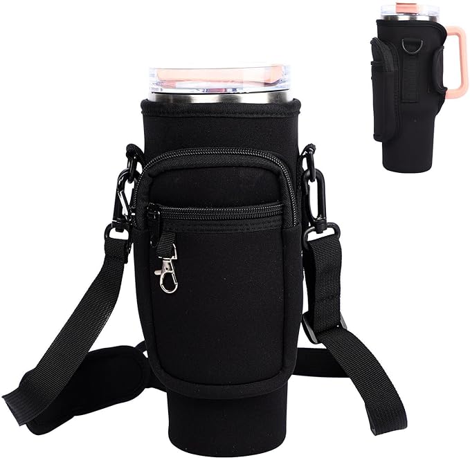 Water Bottle Carrier Bag for Stanley 40oz Tumbler with Phone Pocket And Adjustable Strap