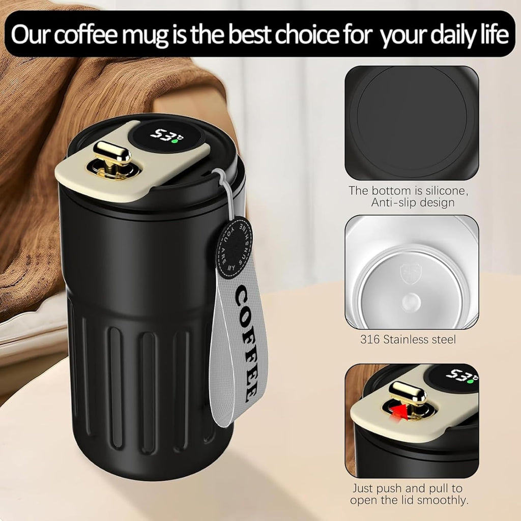 Coffee Mug to Go Digital Display Thermal Mug Coffee 420 ML 316 Stainless Steel Travel