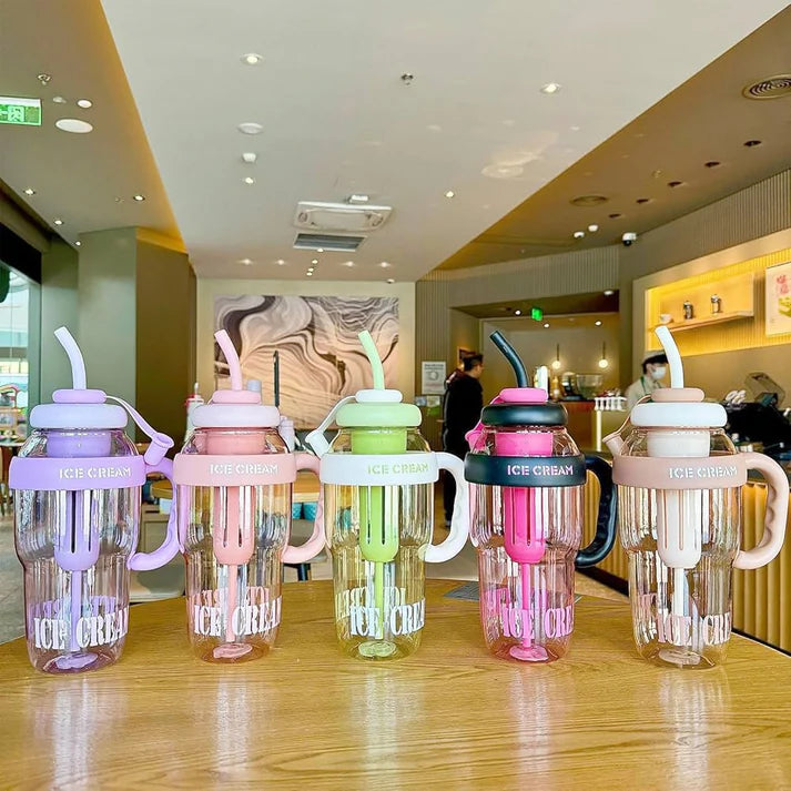 1300ml Colorful Ice Tumbler with Straw Large Capacity with Handle