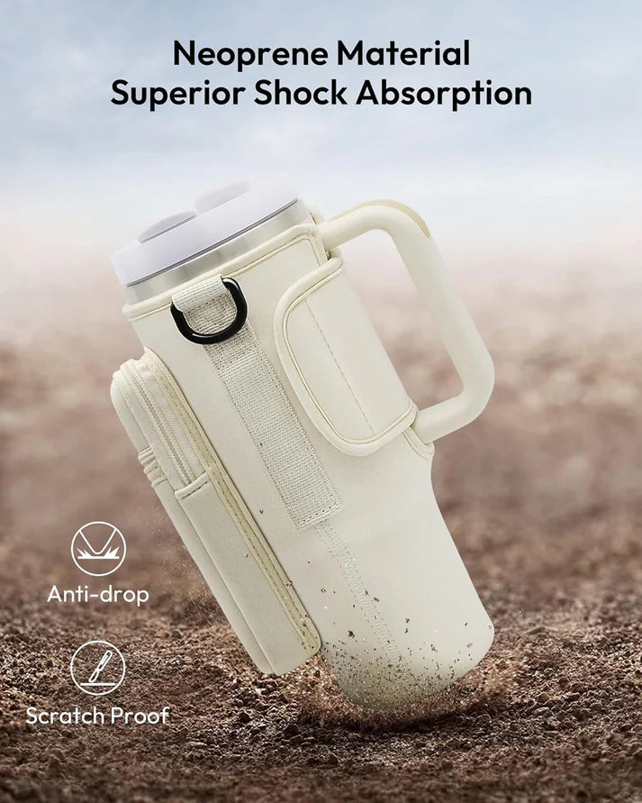 Water Bottle Carrier Bag for Stanley 40oz Tumbler with Phone Pocket And Adjustable Strap