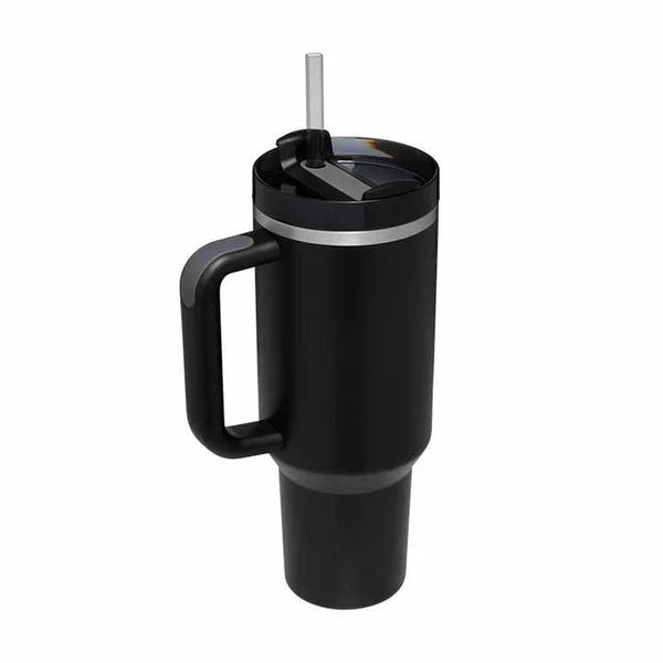 40oz Stainless Steel Tumbler with Handle Lid Straw