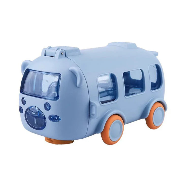 Bus car drinking plastic water bottle with straw/strap