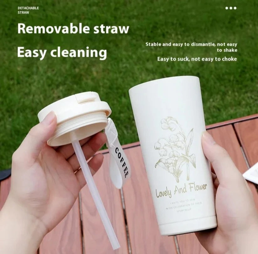 Premium Floral Insulated Travel mug BPA Free cofffee Mug