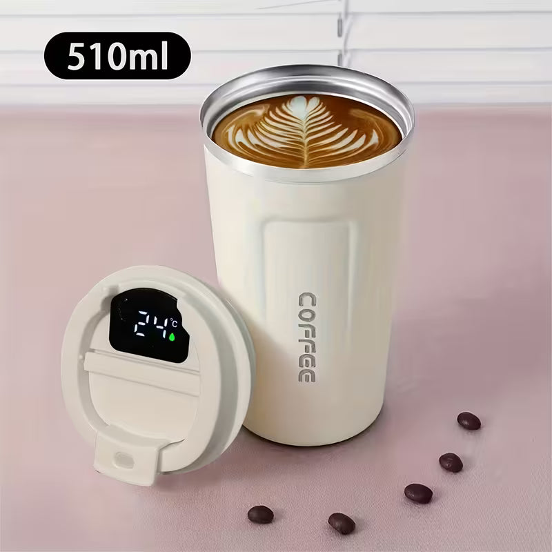 510ml Stainless Steel LED Smart Temperature Display, Coffee Insulation Cup with Spill Proof Lid