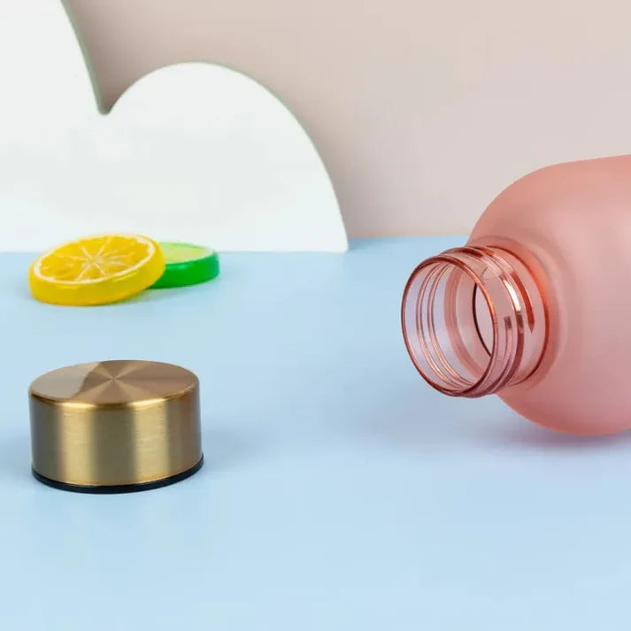 1L Water Bottle With Time Marker Outdoor Travel Leakproof Frosted Plastic