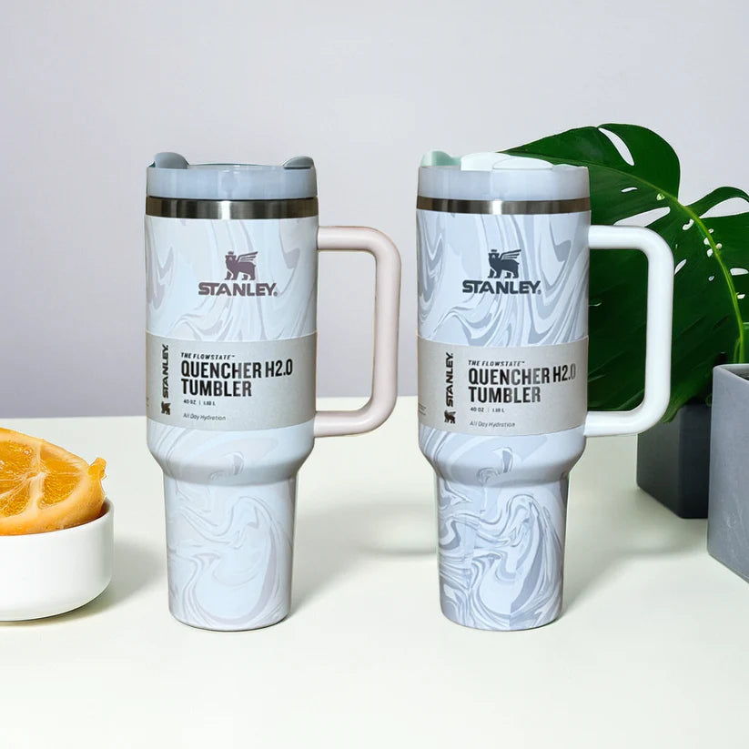 Marble-Inspired Stanley 40 oz Quencher H2.0 | Perfect for Work & Outdoors