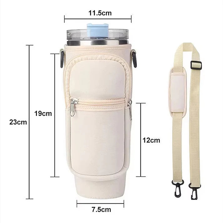 Water Bottle Carrier Bag for Stanley 40oz Tumbler with Phone Pocket And Adjustable Strap